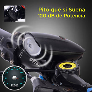 Luz Recargable para Bicicleta con Bocina