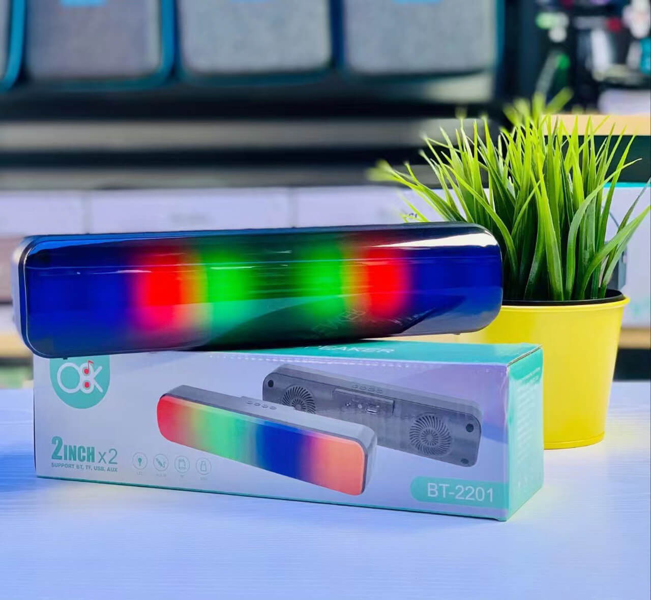 Parlante Bluetooth Luces Rectangular